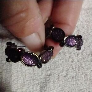 Gunmetal purple color pierced hoop earrings